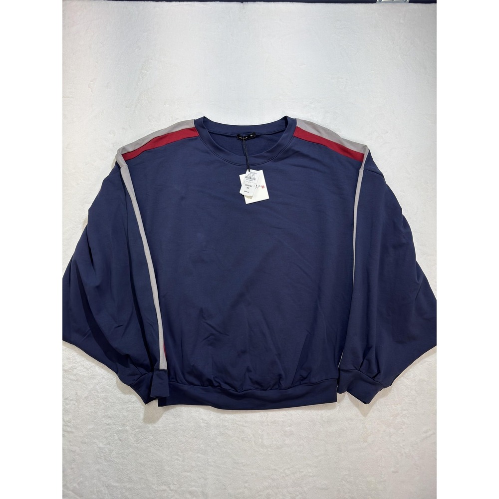 Junie Sweatshirt Womens Medium Blue Colorblock Crew Neck Pullover‎ Casual
